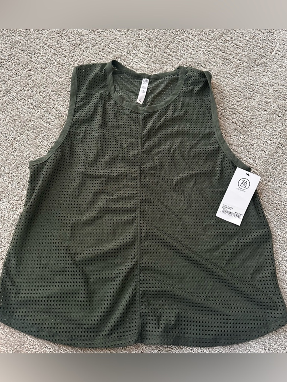 Sage Collective Olive Green Perforated Sleeveless Tank